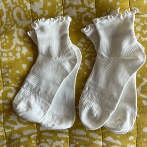 Trendy white frilly socks — 2 pairs brand new never worn